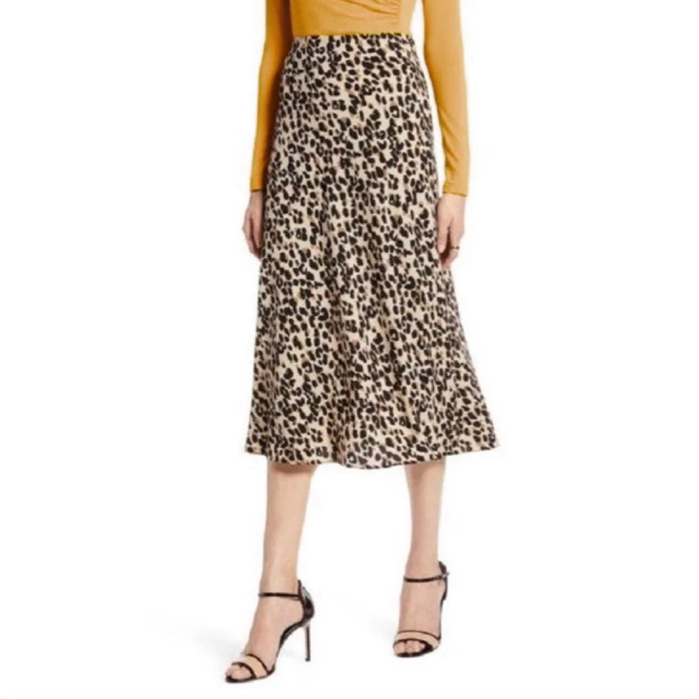 Halogen’s Cheetah/Leopard Animal Print Midi Skirt Size XS Petite